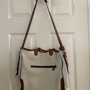 PRICE CUT! White & Brown Leather Bag